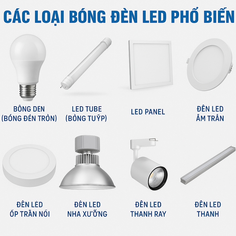 Các loại bóng đèn LED phổ biến trên thị trường hiện nay